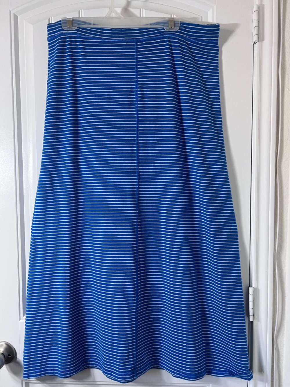 Lauren Ralph Lauren Striped Maxi Skirt (L) Blue White Drawstring Knit - Picture 3 of 13